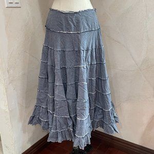 Vintage Tiered Chambray Maxi Skirt